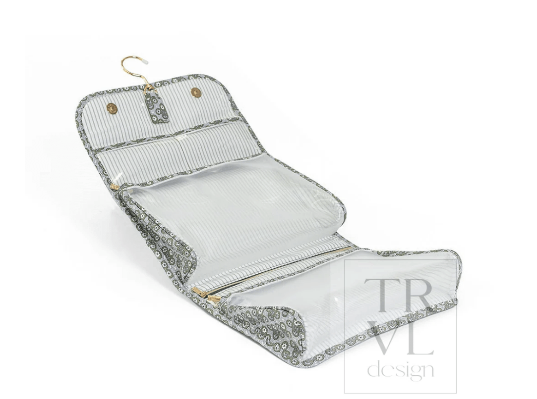 Luxe Hanging Toiletry Case - Surrey with Green Pinstripe Liner - TRVL Design - Gaines Jewelers