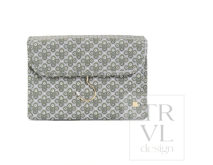 Luxe Hanging Toiletry Case - Surrey with Green Pinstripe Liner - TRVL Design - Gaines Jewelers