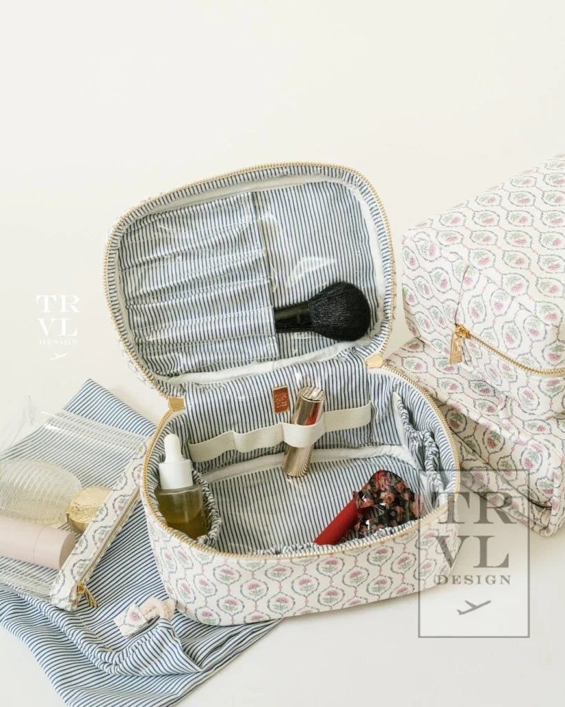 Luxe Train 2 Cosmetic Bag - Antibes with Navy Pinstripe Liner - Trvl Design - Gaines Jewelers