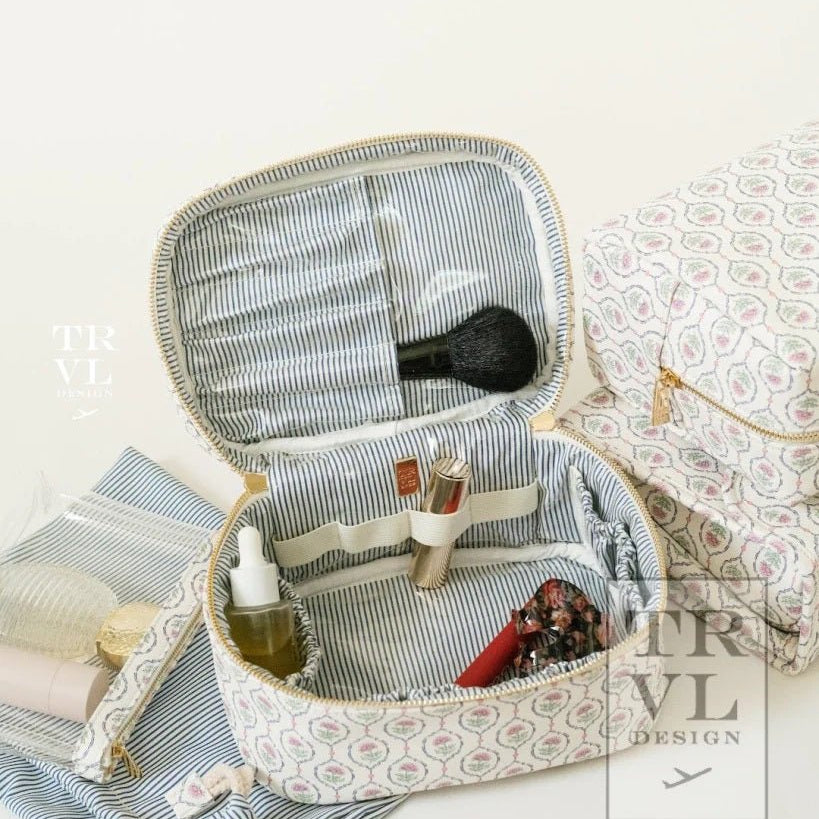 Luxe Train 2 Cosmetic Bag - Antibes with Navy Pinstripe Liner - Trvl Design - Gaines Jewelers