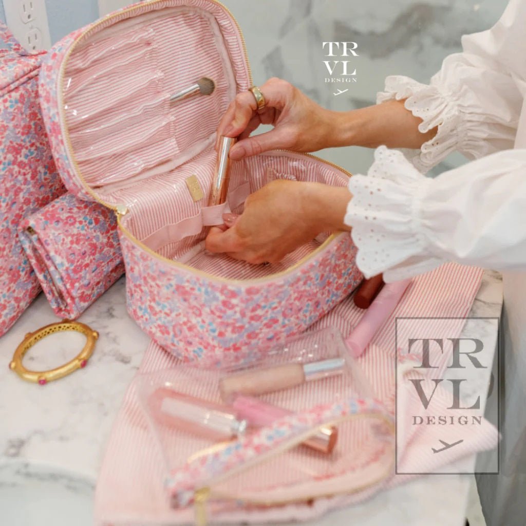 Luxe Train 2 Cosmetic Bag - Marseille with Pink Pinstripe Liner - Trvl Deisgn - Gaines Jewelers