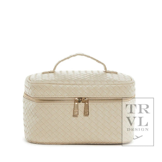 Luxe Train 2 Cosmetic Bag - Woven Bisque with Gold Liner - Trvl Deisgn - Gaines Jewelers