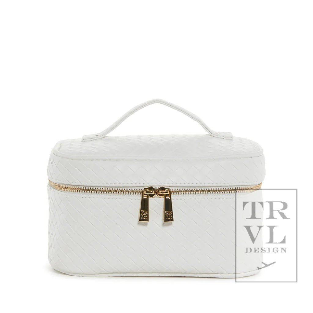 Luxe Train 2 Cosmetic Bag - Woven Bridal White with Gold Liner - Trvl Deisgn - Gaines Jewelers