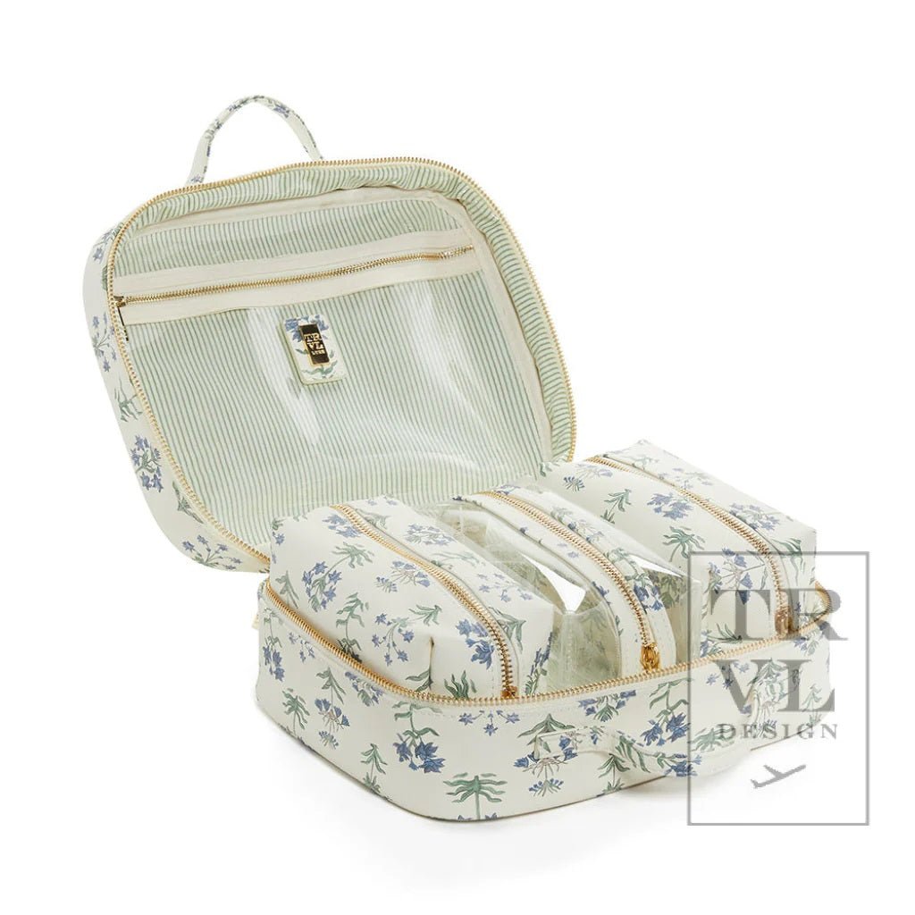 Luxe Travel 2 Cosmetic Case - Provence with Green Pinstripe Liner - Trvl Deisgn - Gaines Jewelers