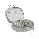 Luxe Trvl 2 Cosmetic Toiletry Case - Surrey with Green Pinstripe Liner - TRVL Design - Gaines Jewelers