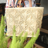 Macrame Diamond Straw Basket Bag - Shebobo - Gaines Jewelers