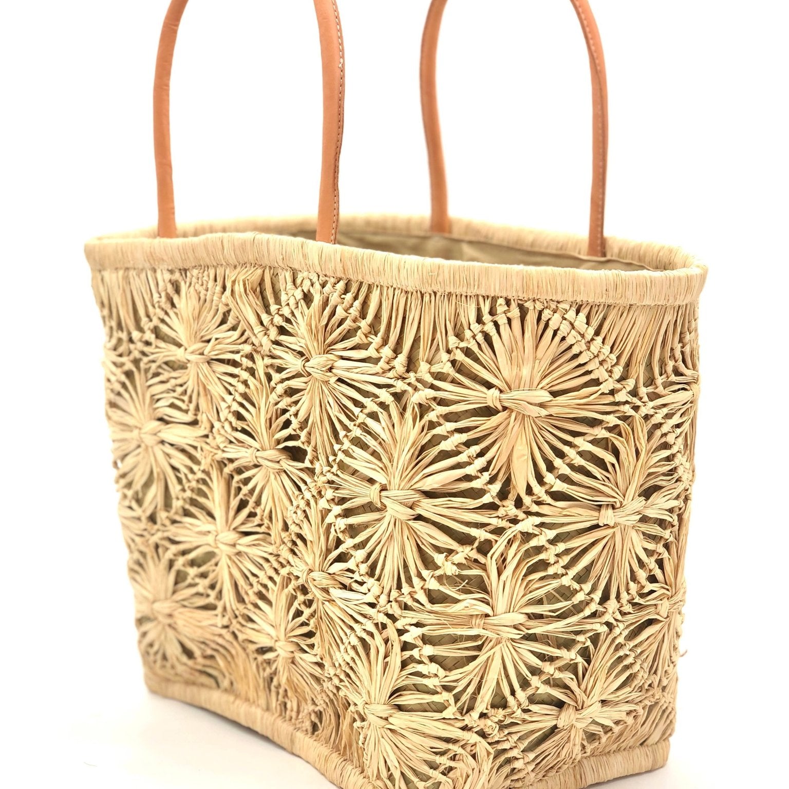 Macrame Diamond Straw Basket Bag - Shebobo - Gaines Jewelers