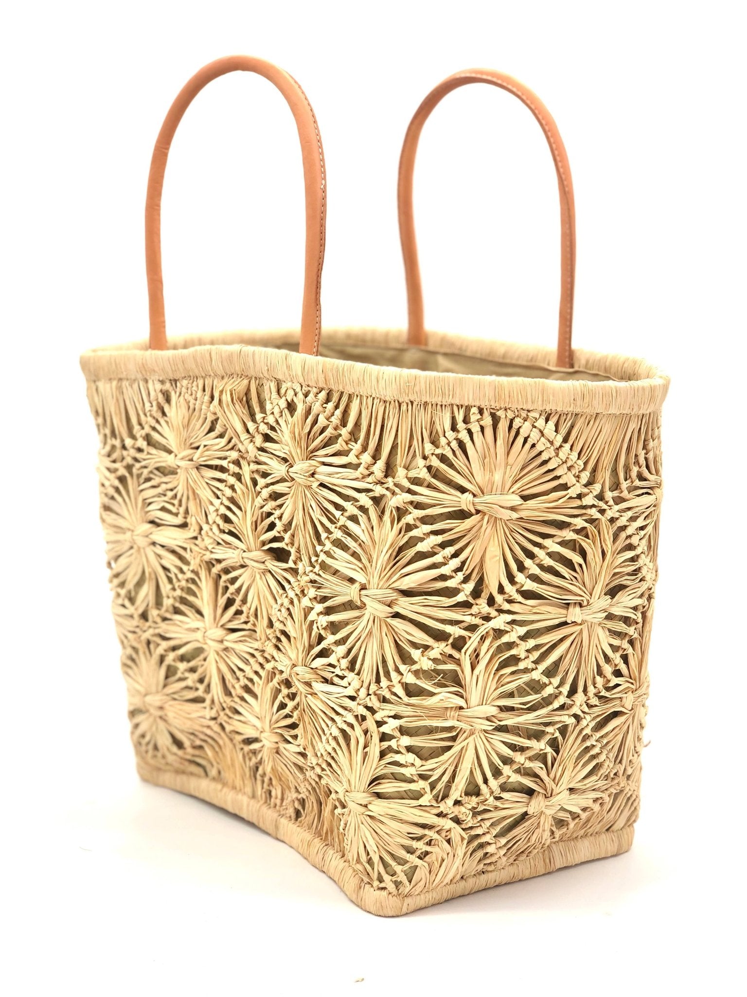 Macrame Diamond Straw Basket Bag - Shebobo - Gaines Jewelers