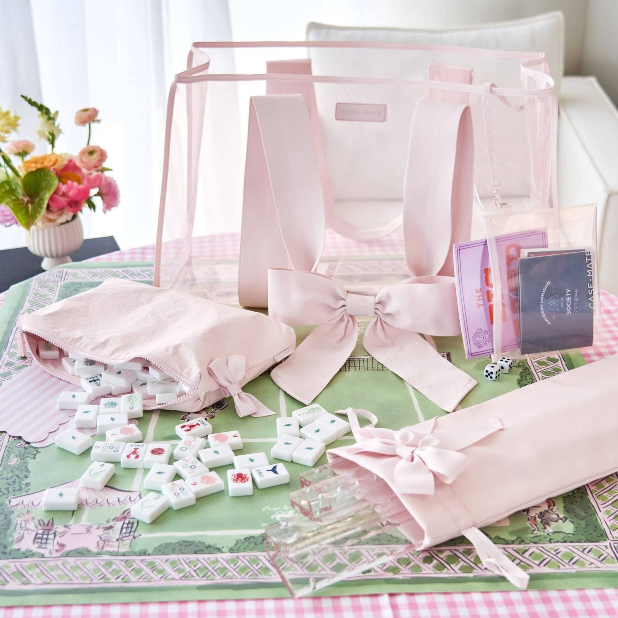Mahjong Jelly Tote Set - Ballet Pink Bow - Case-Mate - Gaines Jewelers