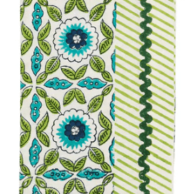 Majorelle Napkin in White, Blue & Green, Set of 4 - Kim Seybert - Gaines Jewelers