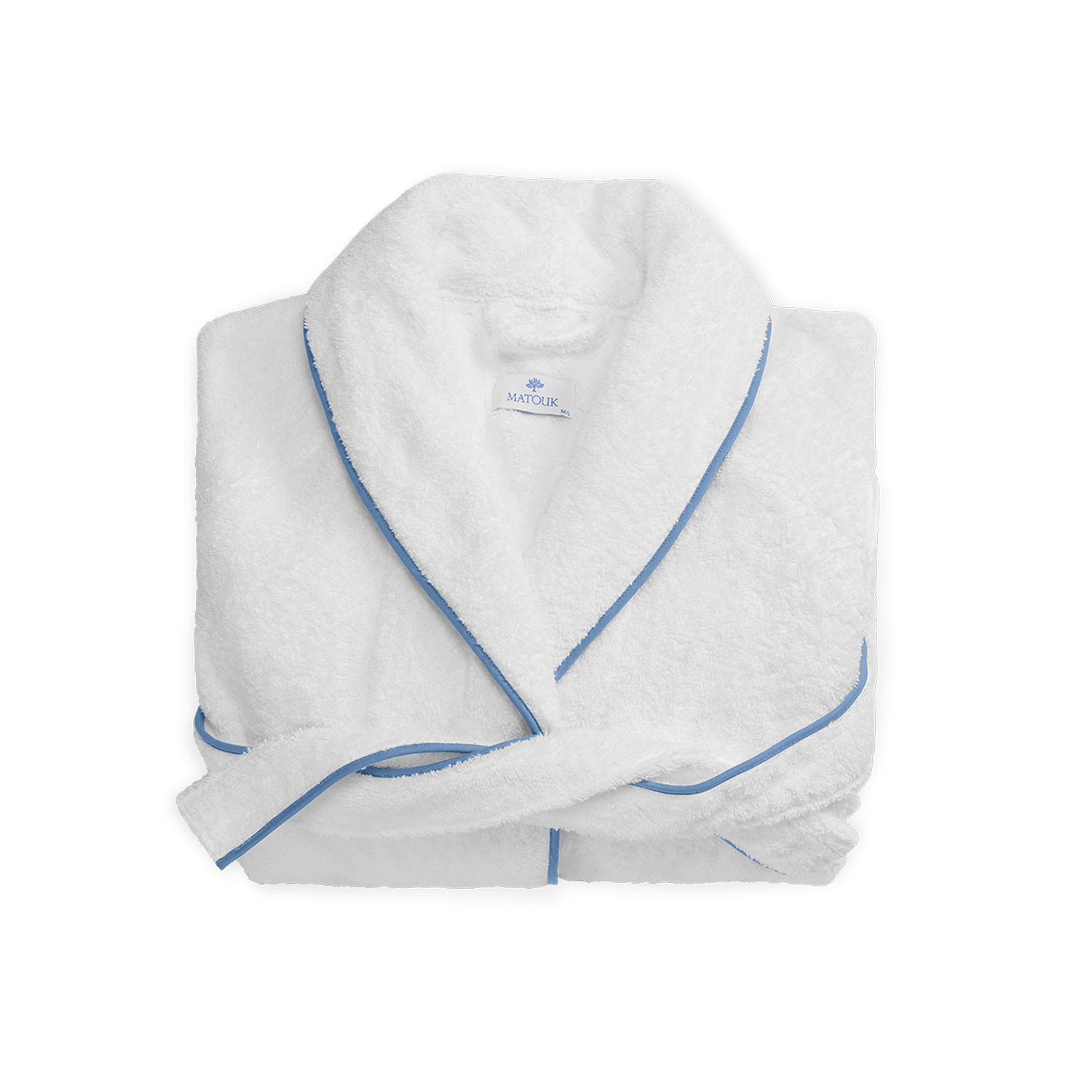 Matouk - Cario Robe (White & Azure) - Gaines Jewelers