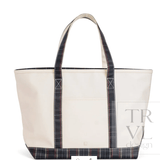 Maxi Tote - Coated Canvas Natural Cambridge Plaid Trim - Trvl Deisgn - Gaines Jewelers