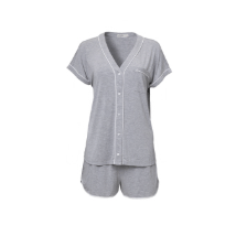 MC Soft Jersey Piped PJ Set - Moonbeam White - Barefoot Dreams - Gaines Jewelers