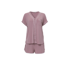 MC Soft Jersey Piped PJ Set - Teaberry & White - Barefoot Dreams - Gaines Jewelers