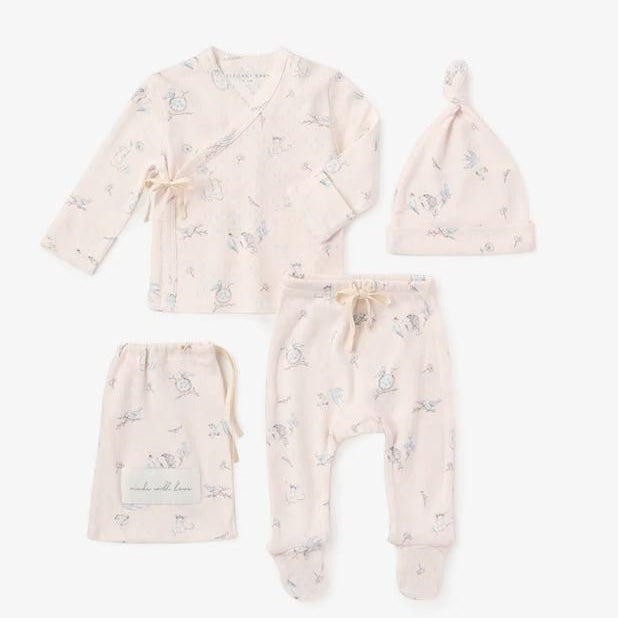 Meadow Mouse Printed Organic Cotton Pointelle Layette Set - Elegant Baby - Gaines Jewelers