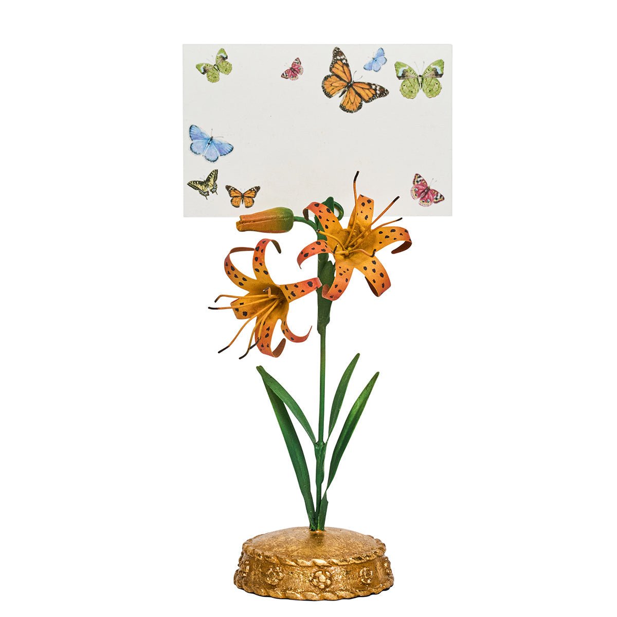 Meadow Walk Tiger Lily Place Card Holder - Orange - Juliska - Gaines Jewelers