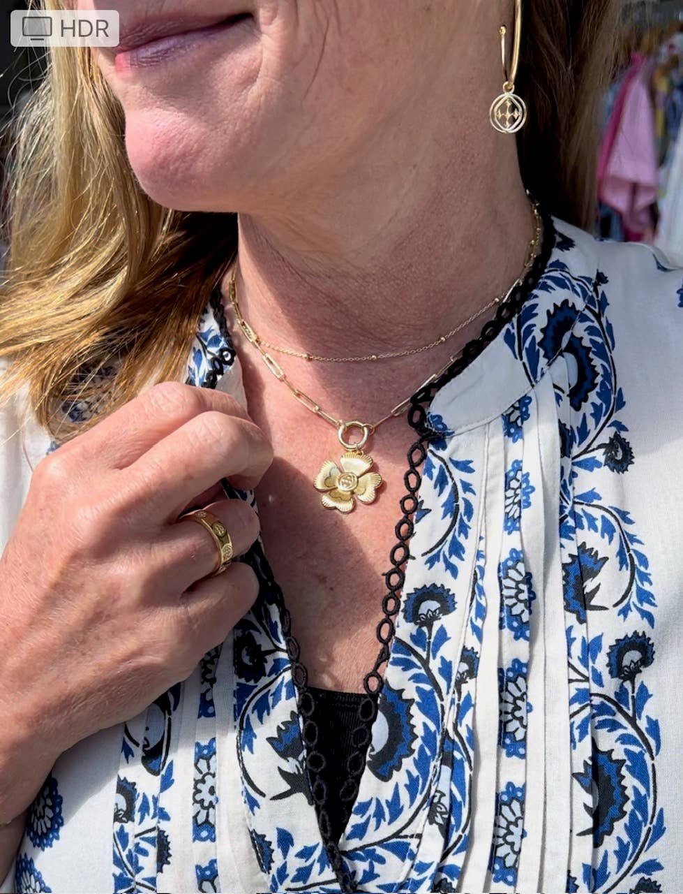 Medallion gold flower charm -Gracewear Collection - Gaines Jewelers