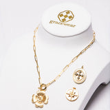 Medallion gold flower charm -Gracewear Collection - Gaines Jewelers