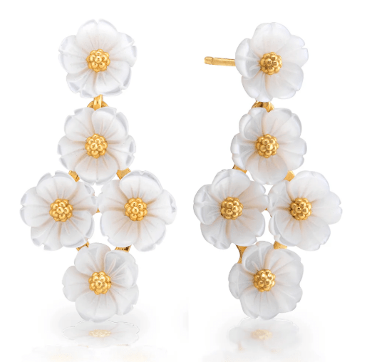 Mermaid Garden Floral Petite Post Drop Earrings - MOP/Gold - Capucine De Wulf - Gaines Jewelers
