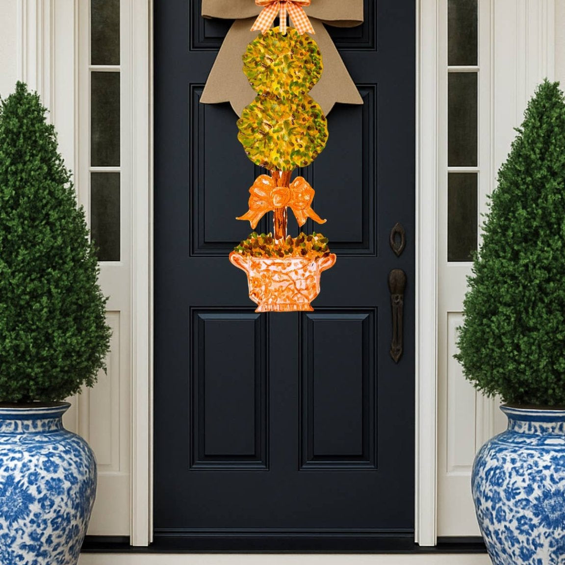 Mid Mod Design LLC - LARGE Designer Golden Hour Topiary Ginger Jar Door Hanger - Gaines Jewelers