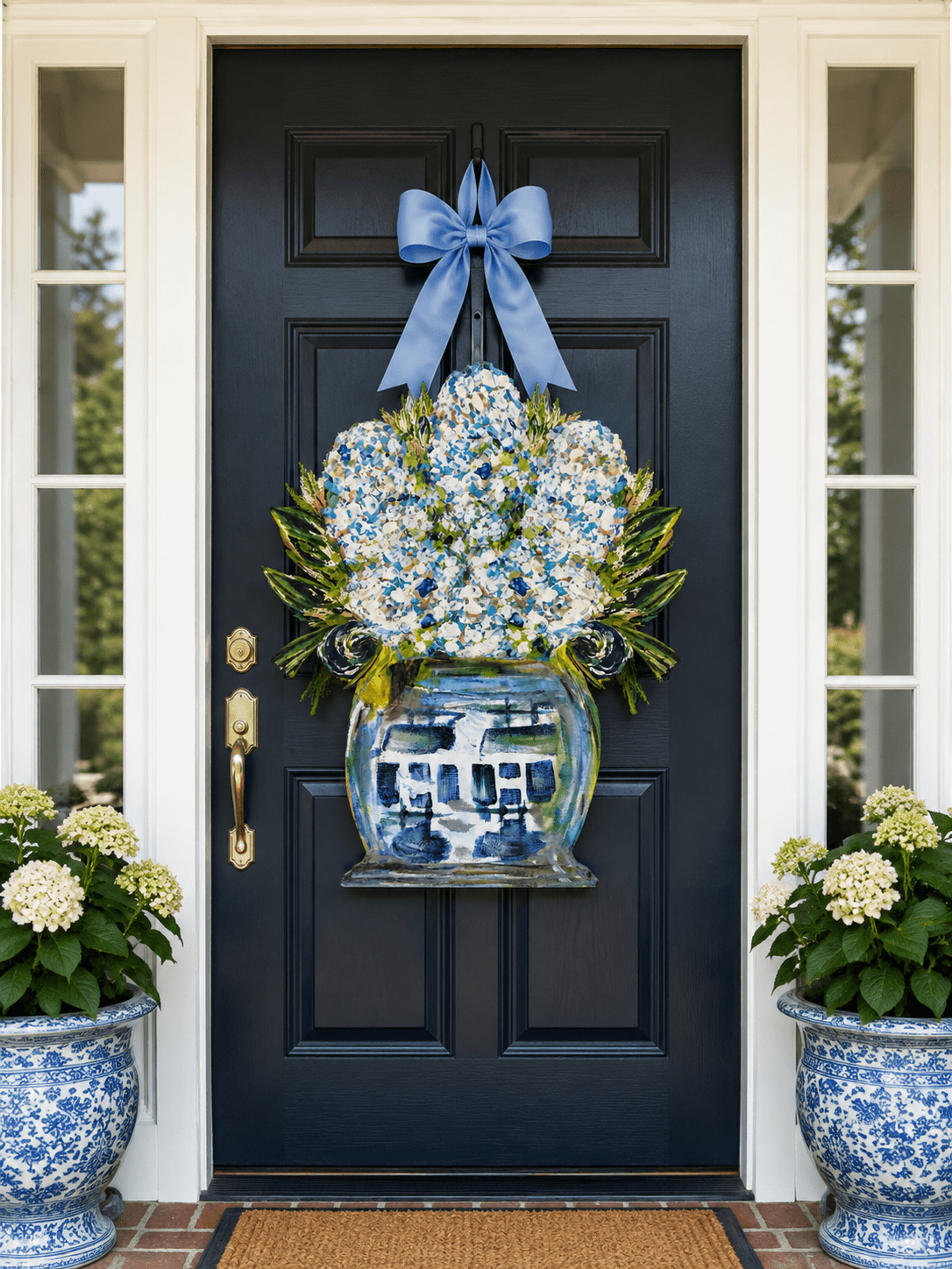 Mid Mod Design LLC - LARGE Designer Grand Millennial Hydrangeas Door Hanger - Gaines Jewelers