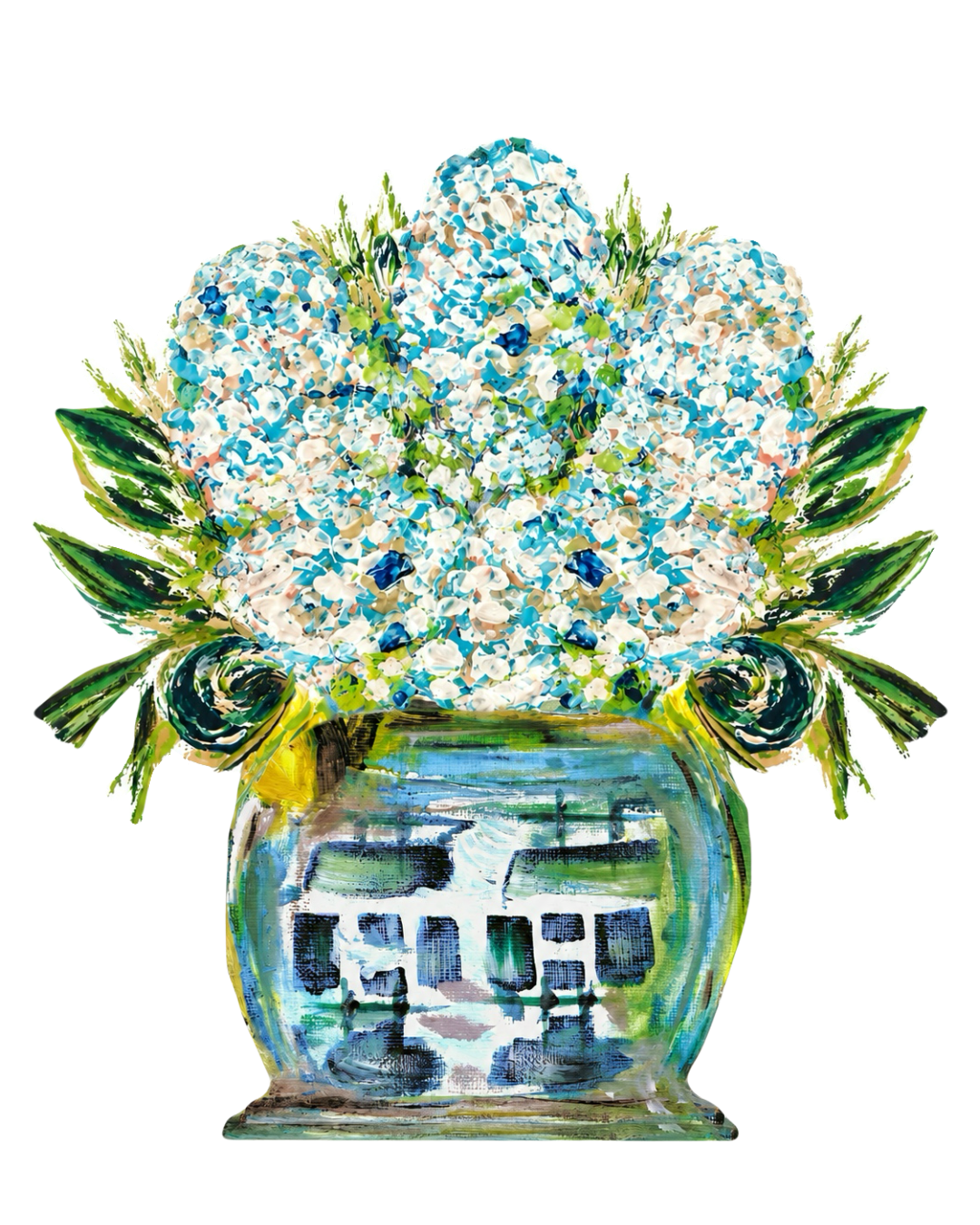 Mid Mod Design LLC - LARGE Designer Grand Millennial Hydrangeas Door Hanger - Gaines Jewelers