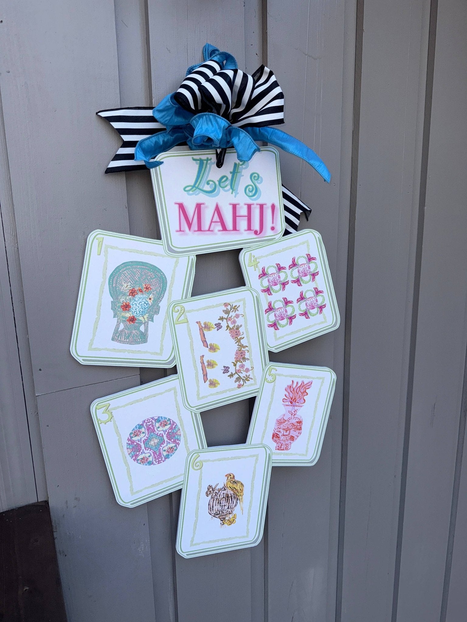 Mid Mod Design LLC - LARGE Designer Let’s MAHJ! Tile Door Hanger - Gaines Jewelers