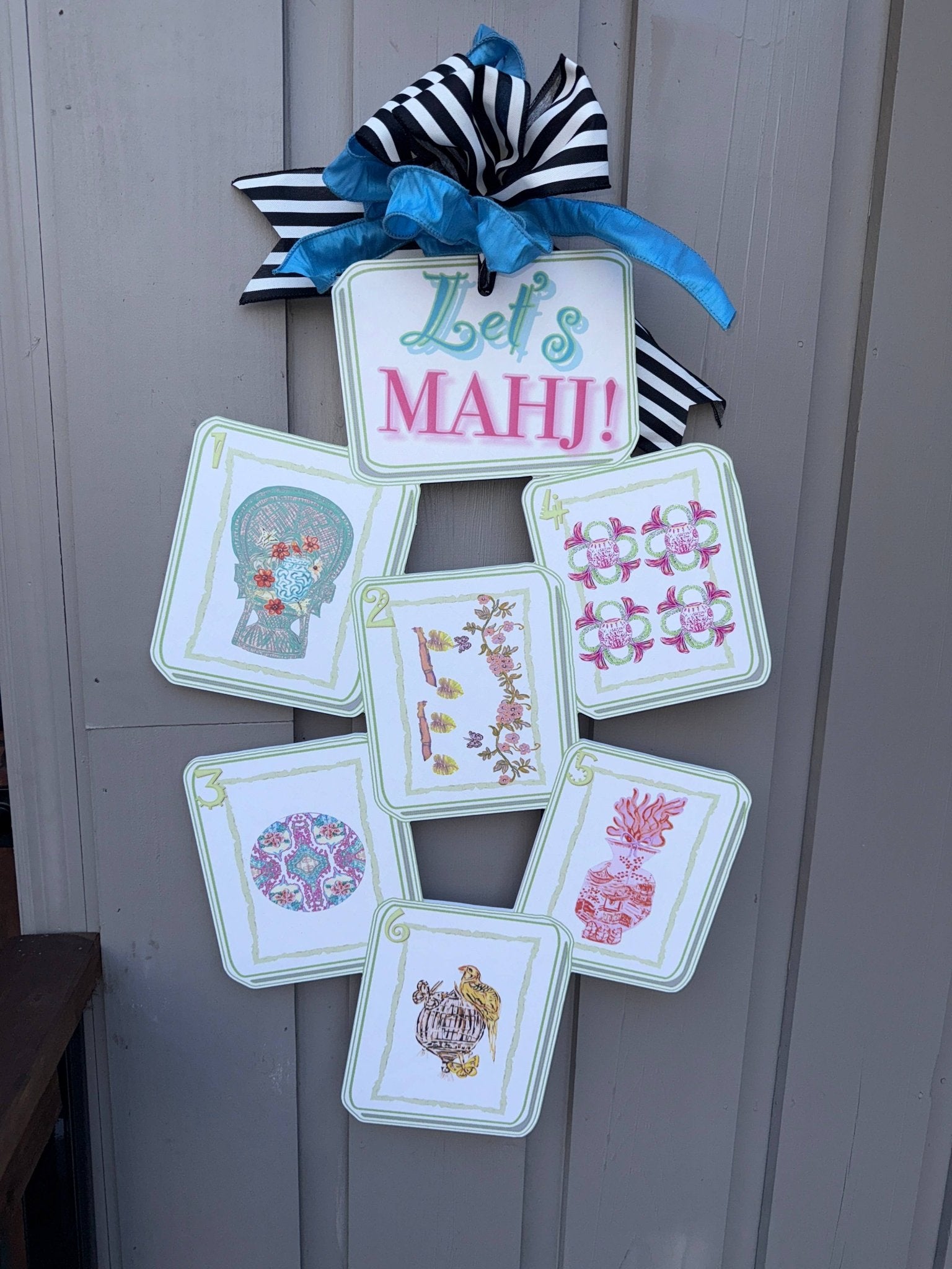 Mid Mod Design LLC - LARGE Designer Let’s MAHJ! Tile Door Hanger - Gaines Jewelers