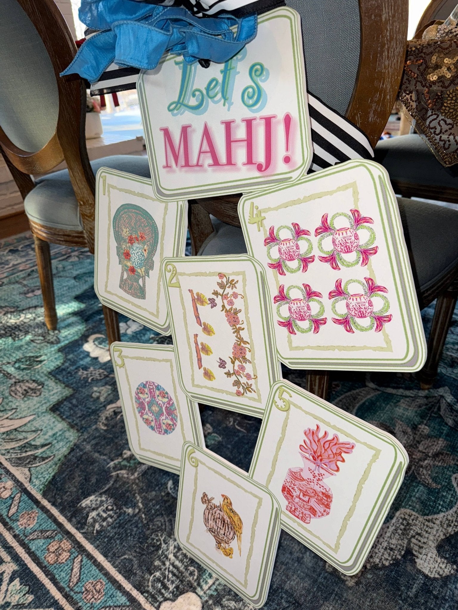 Mid Mod Design LLC - LARGE Designer Let’s MAHJ! Tile Door Hanger - Gaines Jewelers