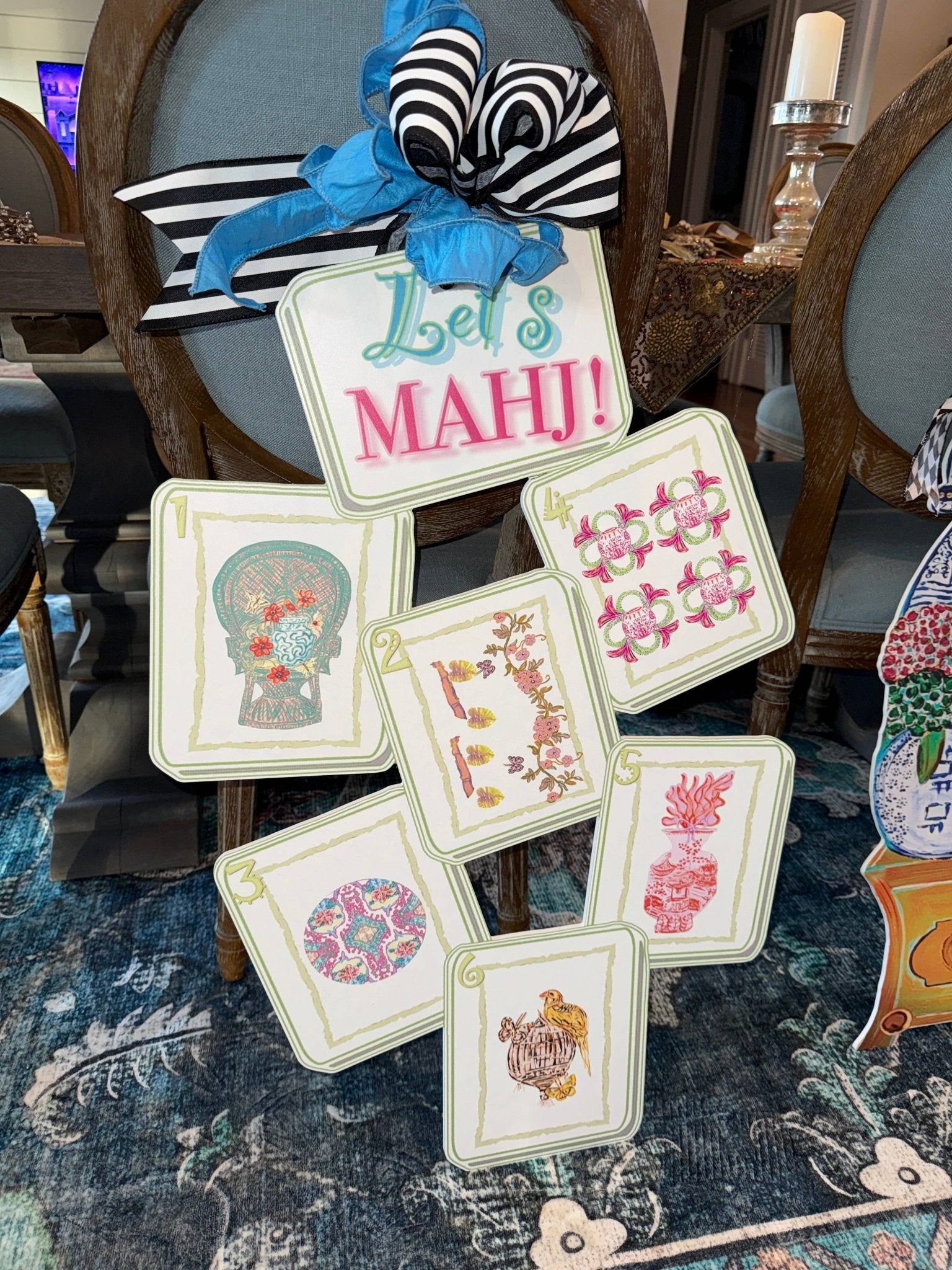 Mid Mod Design LLC - LARGE Designer Let’s MAHJ! Tile Door Hanger - Gaines Jewelers