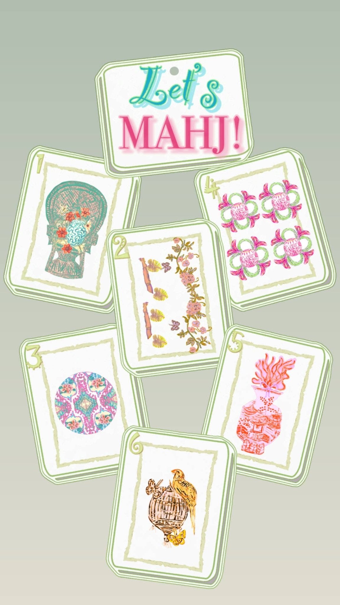 Mid Mod Design LLC - LARGE Designer Let’s MAHJ! Tile Door Hanger - Gaines Jewelers