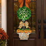 Mid Mod Design LLC - LARGE Designer PAIR of Chinois Pumpkin Topiary Door Hangers - Gaines Jewelers