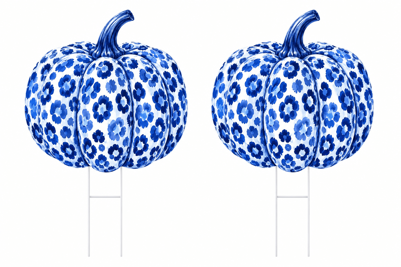 Mid Mod Design LLC - LARGE Designer Pair of Chinois Pumpkin Yard/Topiary Stakes - Gaines Jewelers