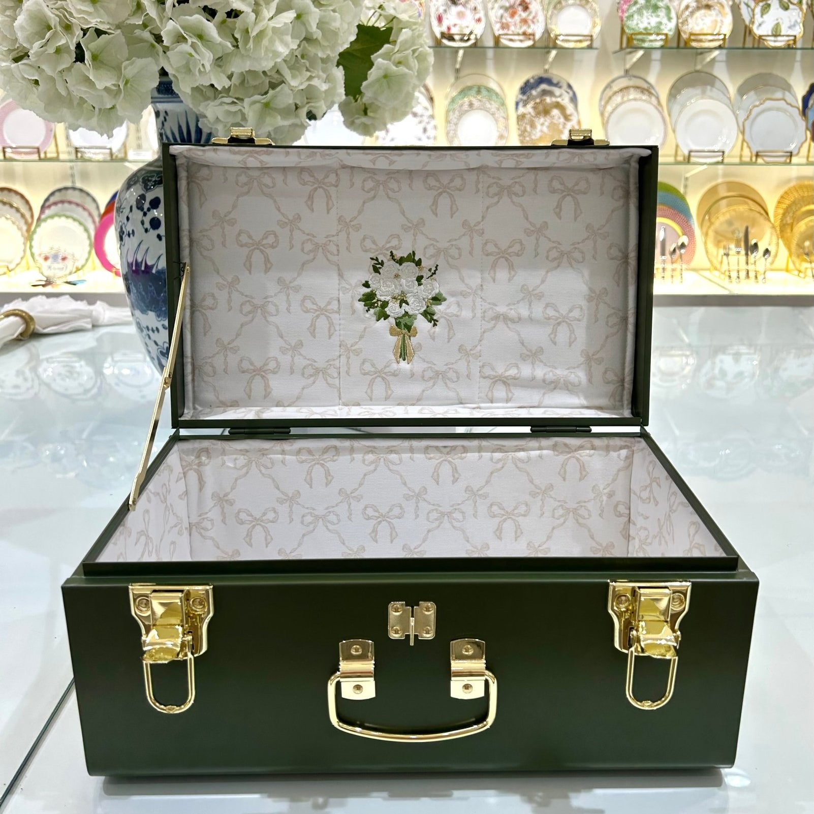 Mini Green Trunk "Briarcliff Bows" - Petite Keep - Gaines Jewelers
