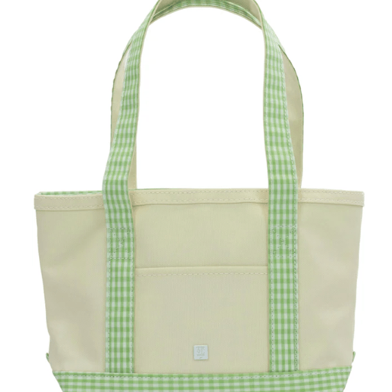 Mini Tote - Coated Canvas with Gingham Leaf Trim - TRVL Design - Gaines Jewelers