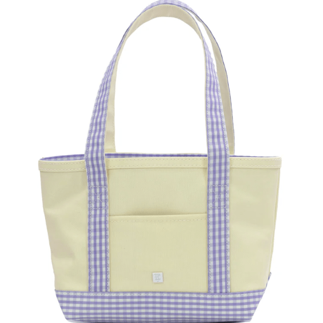 Mini Tote - Coated Canvas with Gingham Lilac Trim - TRVL Design - Gaines Jewelers