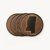 Mississippi Leather Circle Coasters - Clayton and Crume - Gaines Jewelers