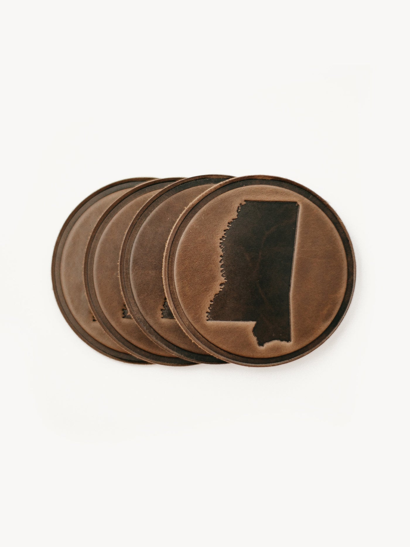 Mississippi Leather Circle Coasters - Clayton and Crume - Gaines Jewelers