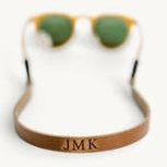 Monogrammed Sunglass Strap - Natural / 3 Letter Monogram - Clayton & Crume - Gaines Jewelers