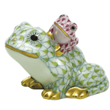 Mother and Baby Frog in Keylime and Raspberry - Herend - Gaines Jewelers