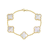 Mother of Pearl Clover Yellow Gold Bracelet - Bassali - Gaines Jewelers