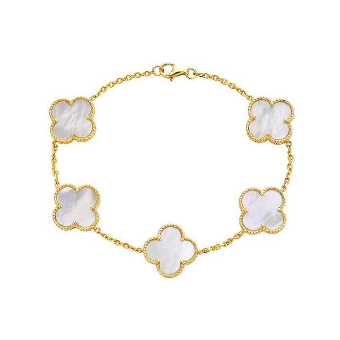 Mother of Pearl Clover Yellow Gold Bracelet - Bassali - Gaines Jewelers