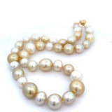 Multi color South Sea pearl necklace, 8 - 15mm in 14kt yellow gold by Mastoloni - Gaines Jewelers