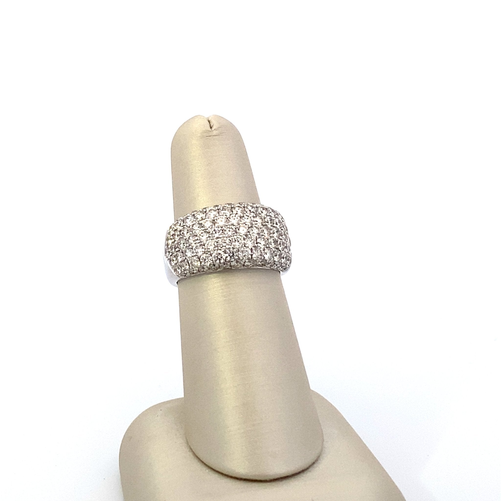 Multi - row dome - shaped natural diamond ring 2.84 ct 14kt wg - Gaines Jewelers