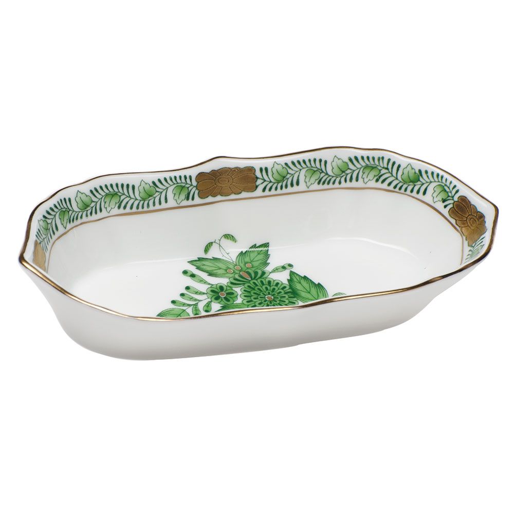 Narrow Pin Dish-Green- Herend - Gaines Jewelers