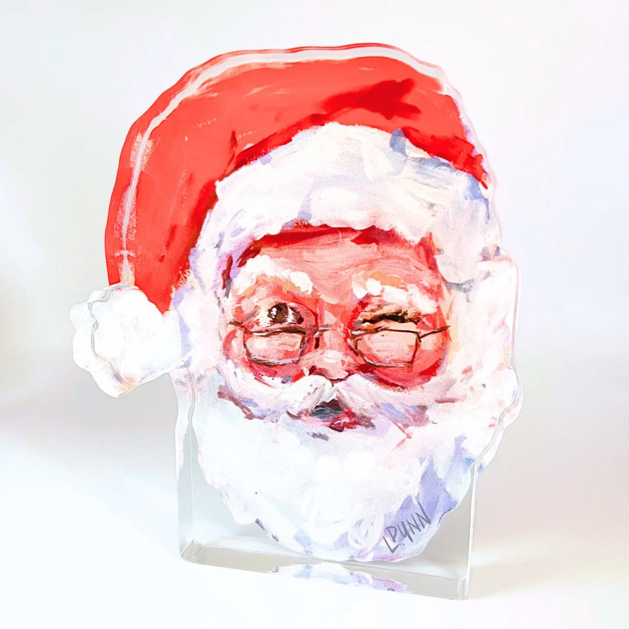 Naughty or Nice Santa Acrylic Block - Lauren Dunn - Gaines Jewelers