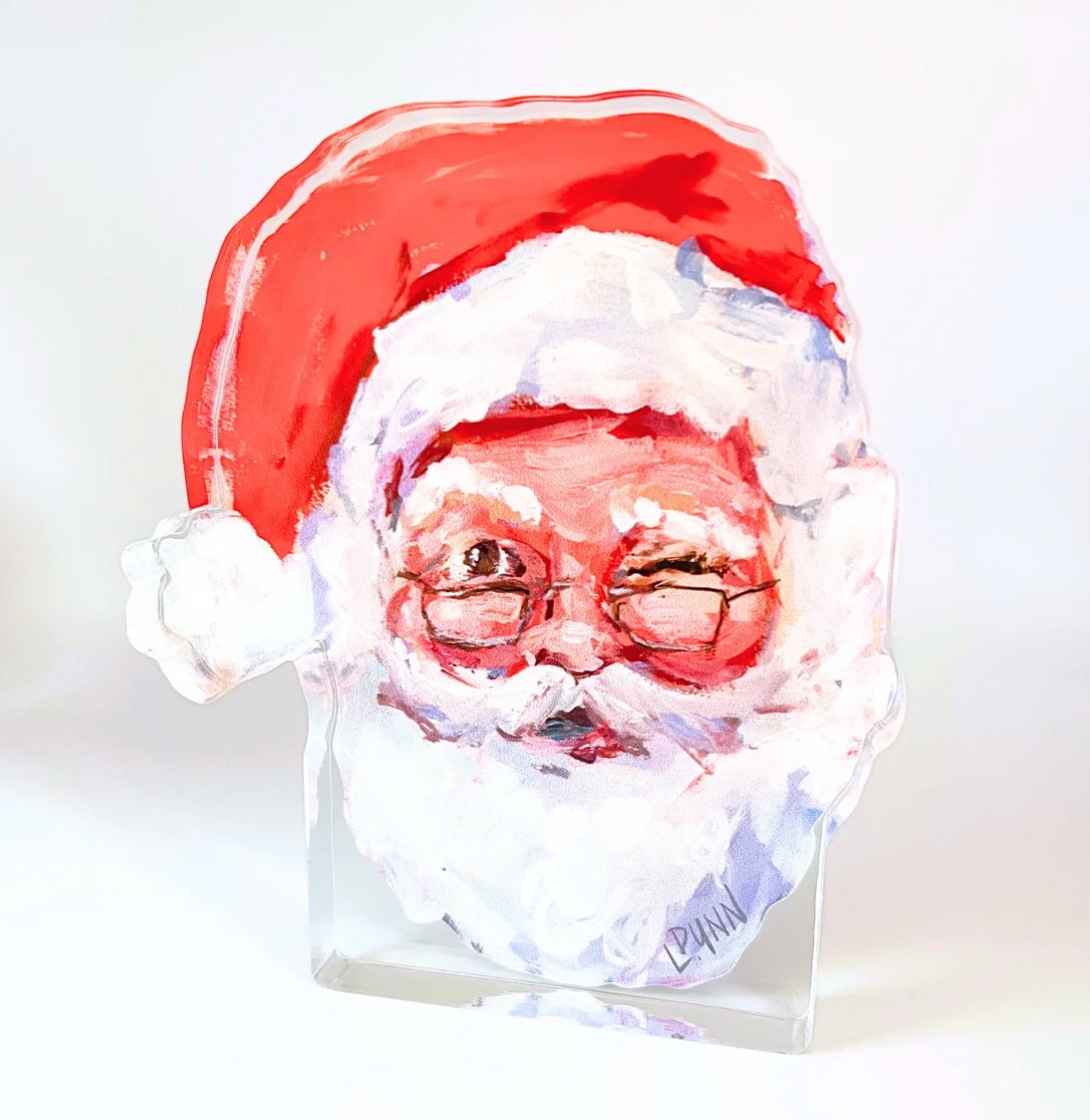 Naughty or Nice Santa Acrylic Block - Lauren Dunn - Gaines Jewelers