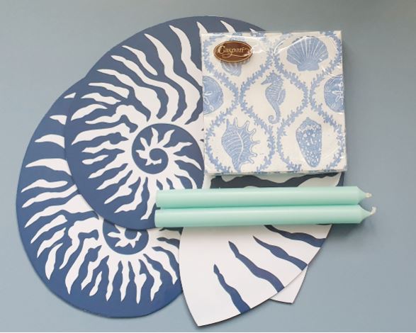 Nautilus Blue Placemat - Caspari - Gaines Jewelers