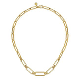 Necklace - 17 inch 14K Yellow Casted Gold Bujukan Ball Link and Hollow Paperclip Link Chain Necklace - Gaines Jewelers