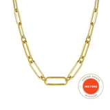 Necklace - 17 inch 14K Yellow Casted Gold Bujukan Ball Link and Hollow Paperclip Link Chain Necklace - Gaines Jewelers